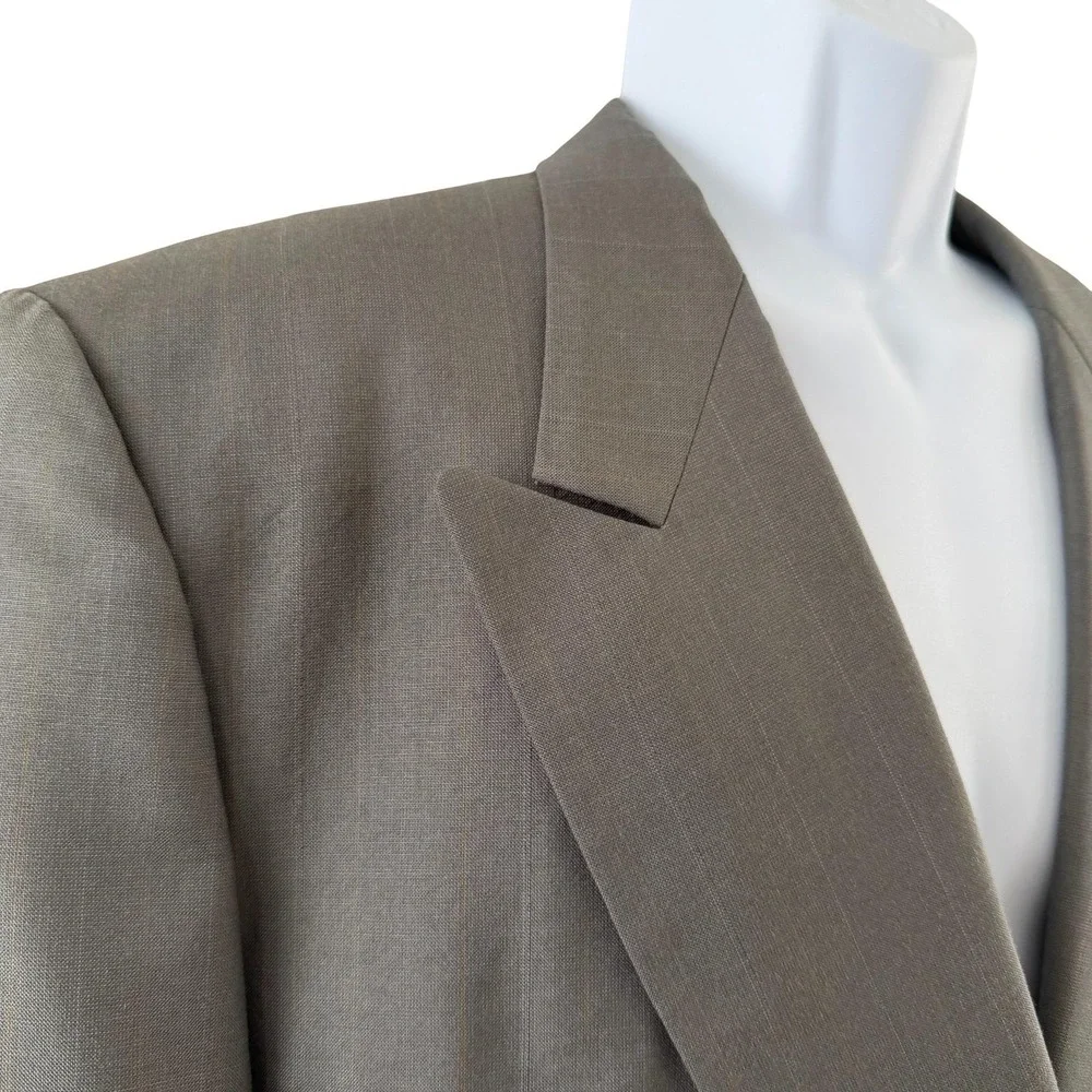Andre‎ Vachon Suit Jacket Mens 46 Gray Pinstripe Wool Blend Double Breasted USA